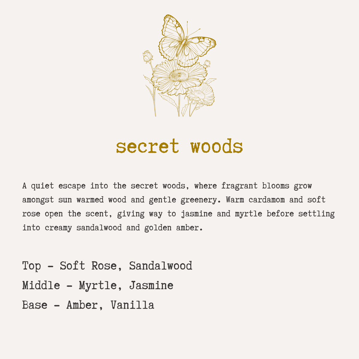 SECRET WOODS - Rose, Jasmine & Amber Soy Candle