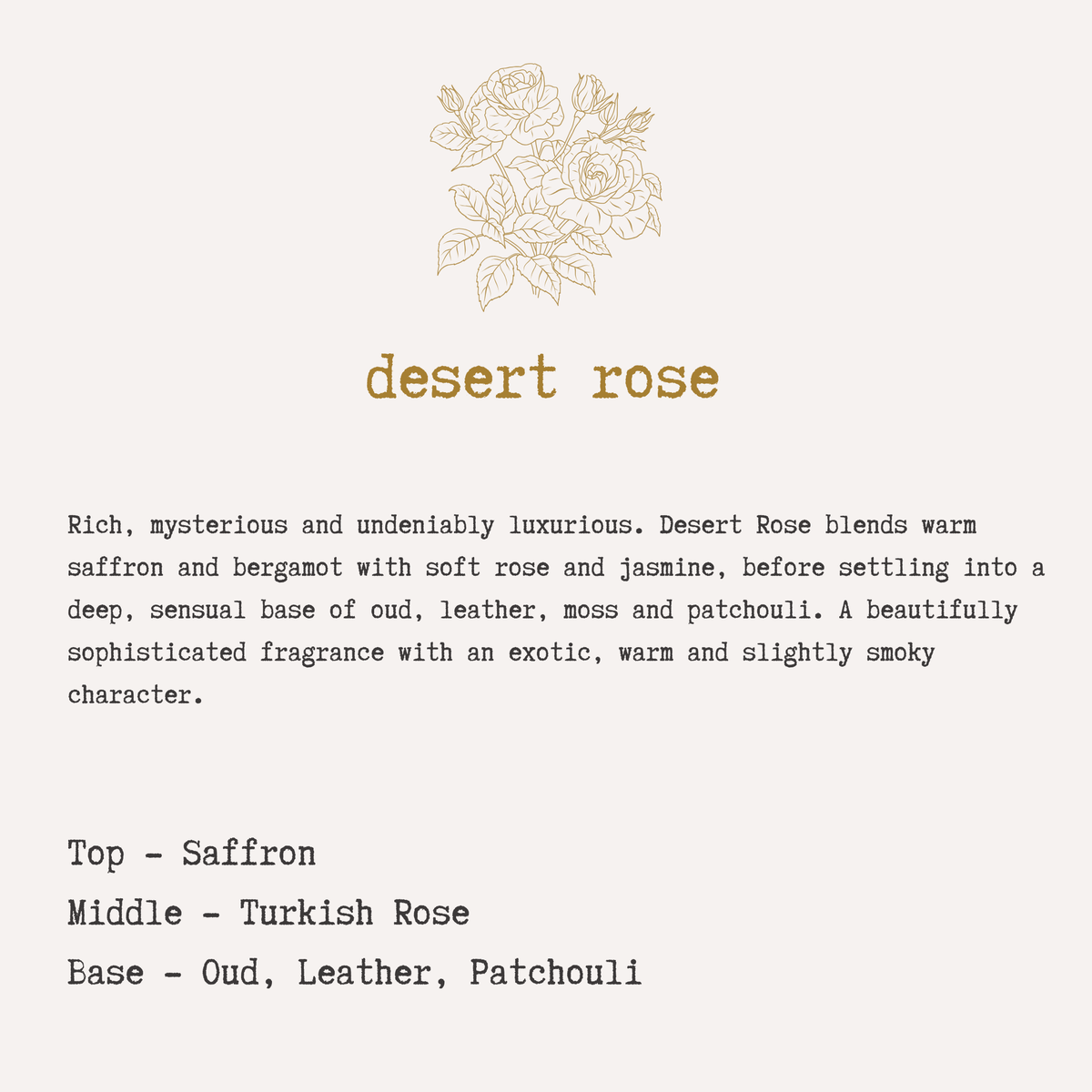 DESERT ROSE - Oud, Rose, Saffron & Patchouli Soy Candle