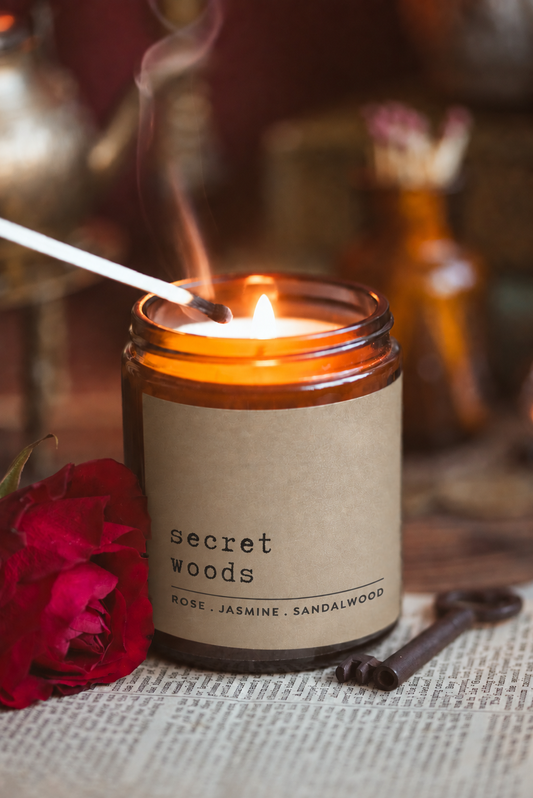 SECRET WOODS - Rose, Jasmine & Amber Soy Candle
